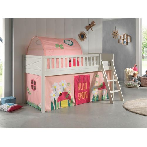 Spielbett SCOTT, 90x200 cm, mit Lattenrost, Leiter, Textilset Vorhang, Tunnel 