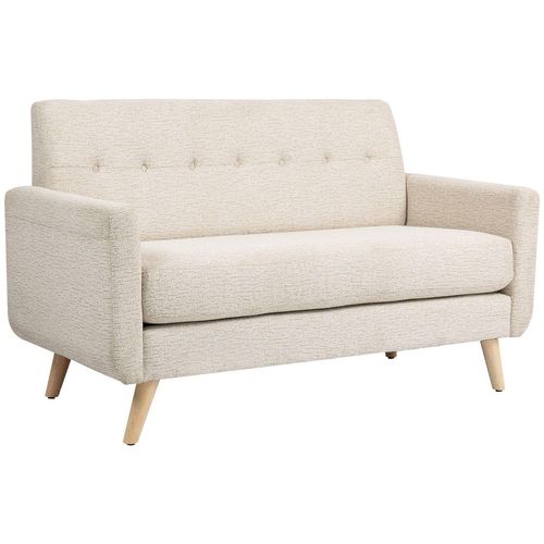 2 Sitzer Sofa, Couch mit Dickem Sitz- und Rückenkissen, Samtoptik, Beige