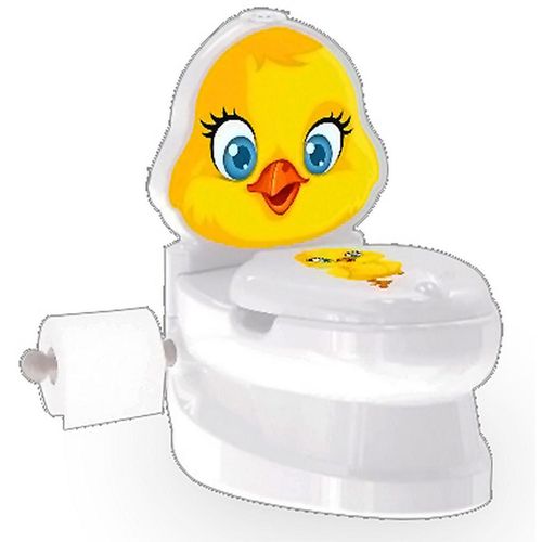 JAMARA-460956-Meine kleine Toilette Küken mit Spülsound und Toilettenpapierhalter