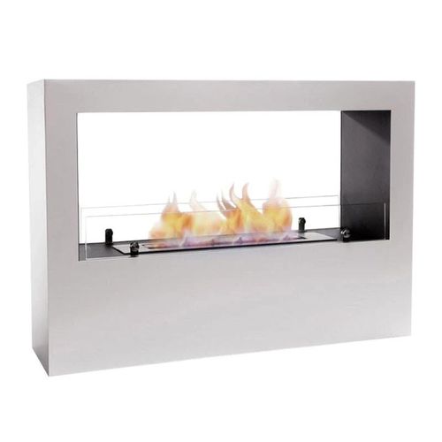 Lansing Bioethanol Standkamin, Weiß, Flammenansicht von 2 Seiten, 3,3 kW, 3,5-Liter-Brenner, 7,5 Stunden Brenndauer