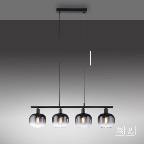 Pendelleuchte ZEA, 4x E14/25 Watt max., höhenverstellbar, Schwarz