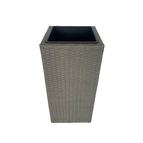 Blumentopf Rattan Optik mit Plastiktöpfen eckig