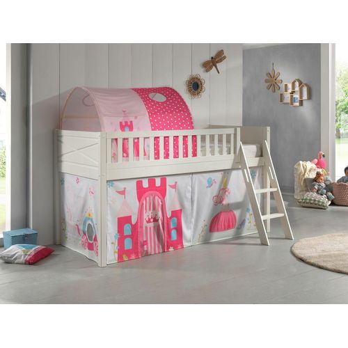 Spielbett SCOTT, 90x200 cm, mit Lattenrost, Leiter, Textilset Vorhang, Tunnel 