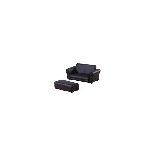 Kindersessel mit Fußhocker, Kindercouch mit Hocker, Kindersofa, Sofa Sessel, Schwarz 83 x 42 x 41 cm