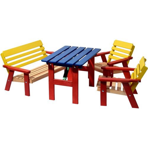 Mehrfarbige Kindersitzgarnitur mit Tisch