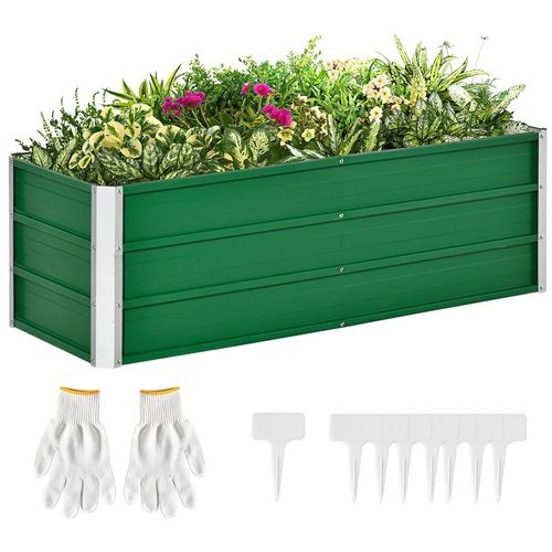 Hochbeet aus Stahl Gartenbeet Pflanzkasten Blumenkübel mit Handschuhe