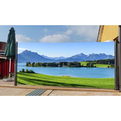 Seitenmarkise mit Fotodruck Berge 1,6x3m, rechts - Auszug links