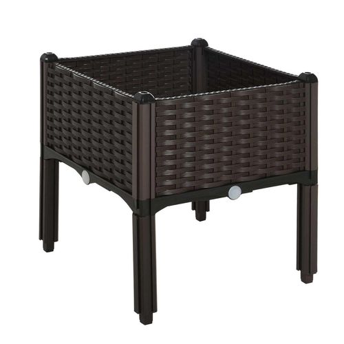 Hochbeet, Pflanzkasten mit Abflusslöchern, Blumenkasten im Rattan-Look