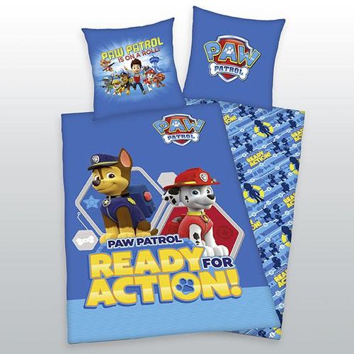 Paw Patrol Bettwäsche blau Größe 80x80 + 135x200 cm
