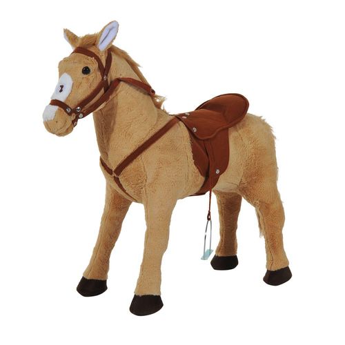 Reitpferd Spielpferd Plüschpferd Spielpferd für Kinder Stehpferd mit Sound Beige 85 x 28 x 60 cm