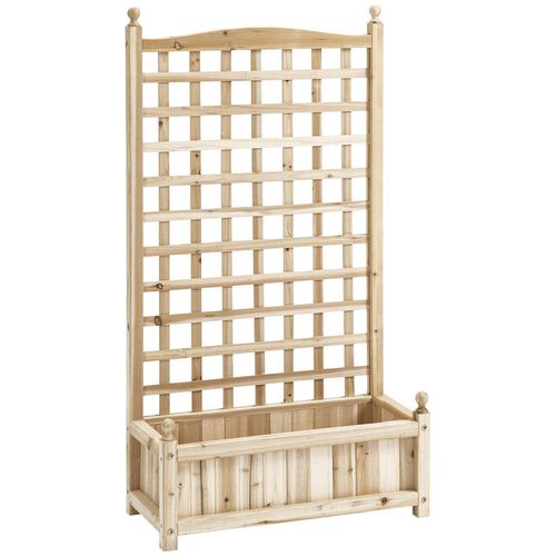 Pflanzkasten Blumenständer Rankgitter mit Leckage-Löcher Garten Holz Naturholz 64 x 28 x 120 cm
