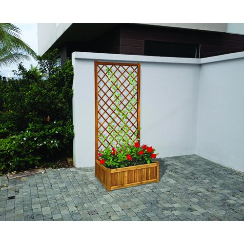 Pflanzkasten Pflanztopf Blumentopf mit Rankhilfe 180 x 80 x 38 cm FSC braun