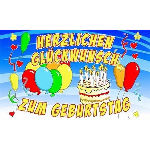 Flagge HERZLICHEN GLÜCKWUNSCH ZUM GEBURTSTAG 90 x 150 cm