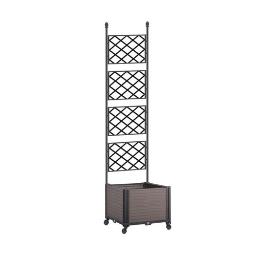 Mobiler Pflanzkasten mit Rankhilfe, ca. 40 x 40 x 141 cm - Braun