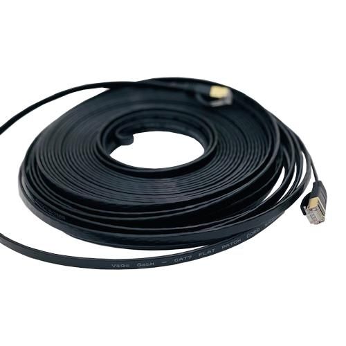 CAT7 Patchkabel Netzwerkkabel schwarz 10m flach
