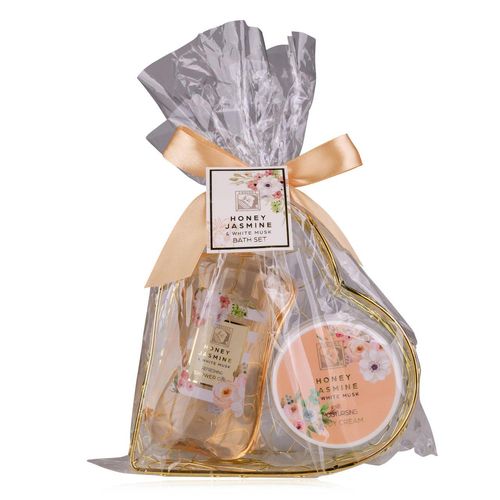 Badeset HONEY JASMINE in Drahtkorb