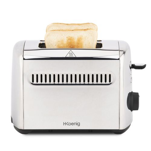 Toaster TOS9 / 2 Breite Schlitze 40mm / Edelstahl / Vintage / 7 Stufen Bräunung / Auftauen / Schnell gleichmäßig / Einfache Reinigung / Silber / 950W