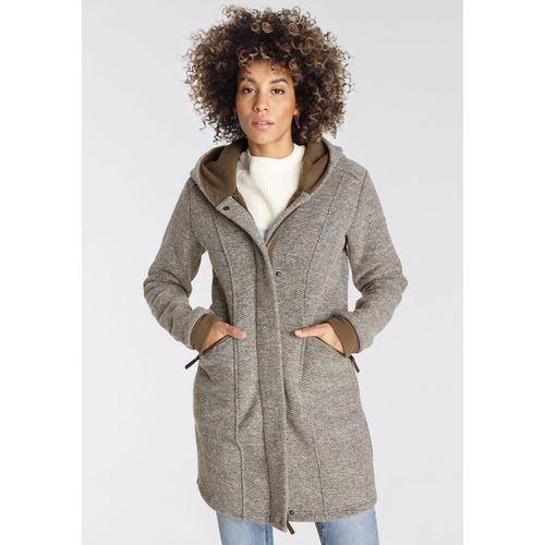Strickmantel POLARINO, Damen, Gr. 36, beige (beige, braun), Obermaterial: 100% Polyester, meliert, Sportlich, Windstopperbündchen, Mäntel, atmungsaktiv und wärmeisolierend. Strickoptik außen, Fleece innen., Topseller