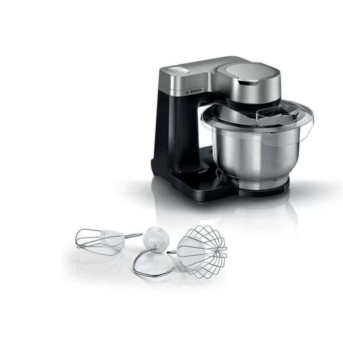 Bosch Küchenmaschine MUMS2VM00 - Küchenmaschine Serie 2 - 900 W, 7 Geschwindigkeiten + Turbo, Backset, 3,8 l Schüssel, Edelstahl, schwarz