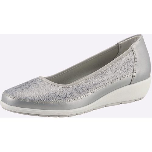 Ballerina CLASSIC, Damen, Gr. 41, silber (silberfarben, gemustert), Glattleder, Veloursleder, Basic, Schuhe