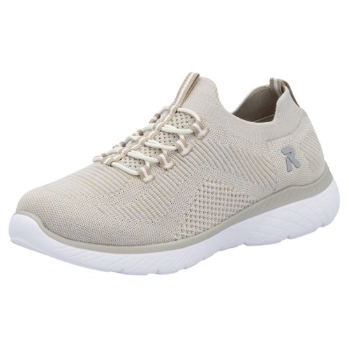 Slip-On Sneaker RIEKER SPORT, Damen, Gr. 40, beige (hellbeige), Textil, sportlich, Schuhe Sneaker, Slipper, Freizeitschuh, Schlupfschuh mit Elastik-Einstieg, Topseller