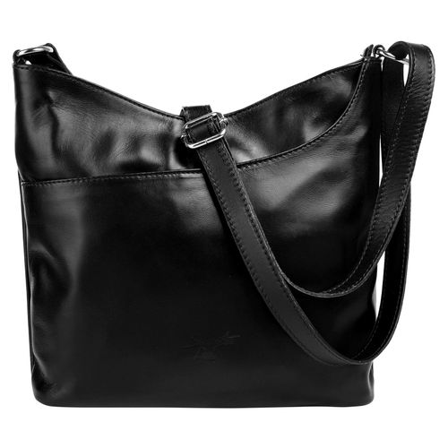 Umhängetasche SAMANTHA LOOK, Damen, Gr. B/H/T: 25cm x 20cm x 5cm onesize, schwarz, Leder, unifarben, Taschen, echt Leder, Made in Italy