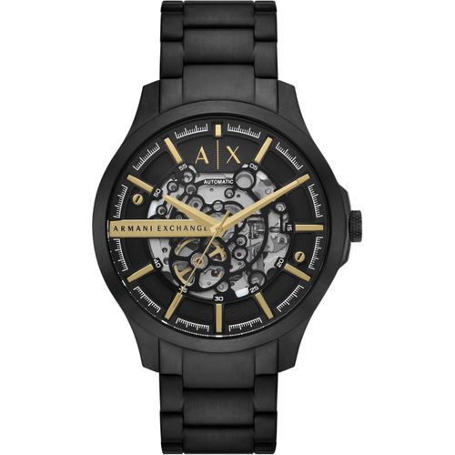 Automatikuhr ARMANI EXCHANGE, schwarz, Armbanduhren, Herren, Armbanduhr, Herrenuhr, Mechanische Uhr, Edelstahlarmband, analog