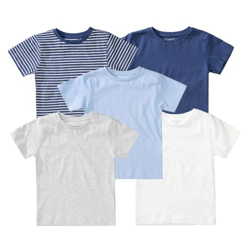 T-Shirt STACCATO, Jungen, Gr. 128/134, bunt, Oberstoff: 100% Baumwolle., gestreift, unifarben, meliert, Basic, normal, Rundhals, Kurzarm, Shirts, 5er-Pack