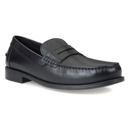 Mokassin GEOX, Herren, Gr. 46, schwarz, Leder, klassisch, Schuhe, Slipper, Loafer, Businessschuh mit Gummizug zum Schlupfen