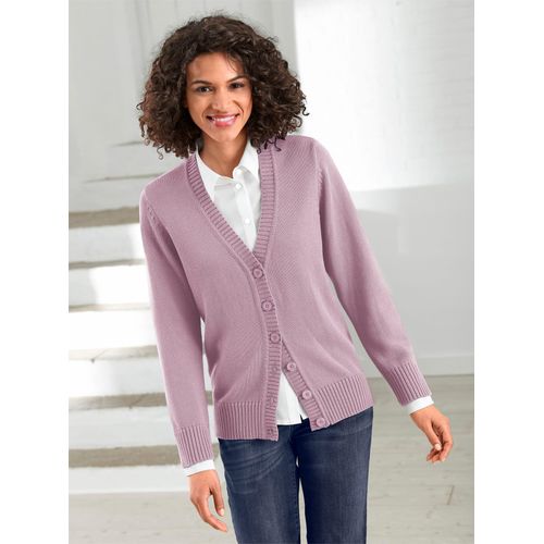 Strickjacke CASUAL LOOKS, Damen, Gr. 40, rosa (altrosé), 50% Baumwolle, 50% Polyacryl, unifarben, figurumspielend, Langarm, Strickjacken