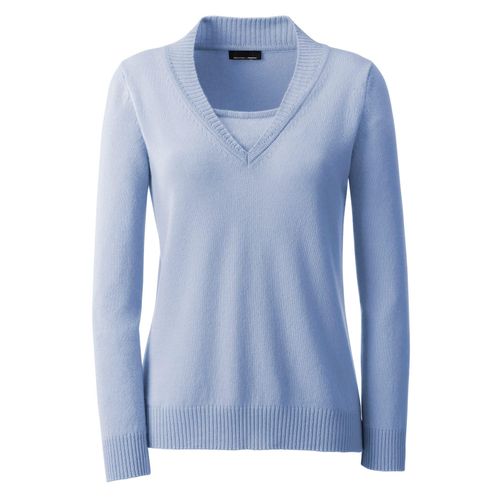 Kaschmirpullover CLASSIC "Kaschmir-Pullover", Damen, Gr. 40/42, blau (blau, meliert), 100% Kaschmir, unifarben, Langarm, Pullover