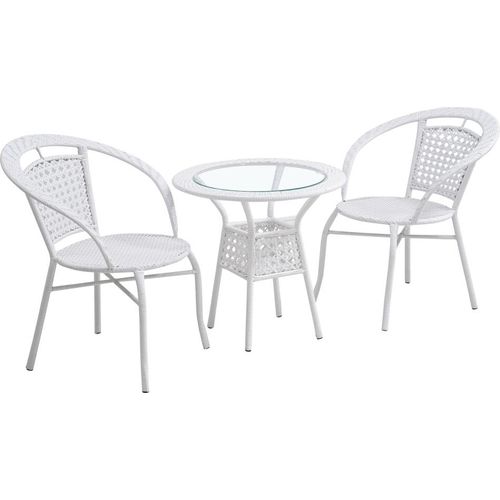 Kondela Jenar 1+2 künstliches Rattan-Gartenset - weiß
