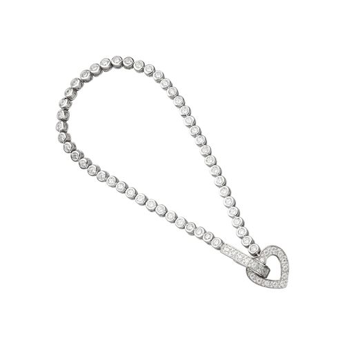 Silberarmband JOBO, silber (silber 925), Armbänder, Damen, Silber 925 (Sterlingsilber), Herz 925 Silber mit Zirkonia 19 cm