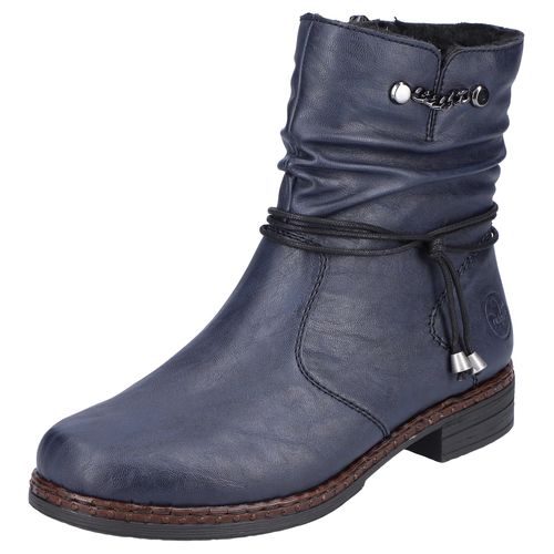 Winterstiefelette RIEKER, Damen, Gr. 38, blau, Lederimitat, elegant, Schuhe, mit gerafftem Schaft