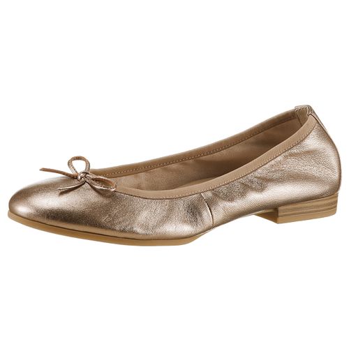 Ballerina TAMARIS, Damen, Gr. 36, braun (kupferfarben), Veloursleder, metallic, modisch, Schuhe, Festtagsschuh, Hochzeitsschuh, Flats mit schönem Metallic-Schimmer