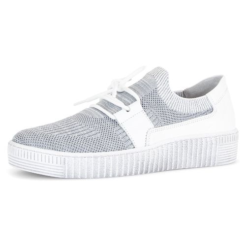 Slip-On Sneaker GABOR, Damen, Gr. 39, grau (grau, weiß), Textil, Kalbsleder, sportlich, Schuhe, Slipper, Schlupfschuh, Plateausneaker mit Best Fitting-Ausstattung