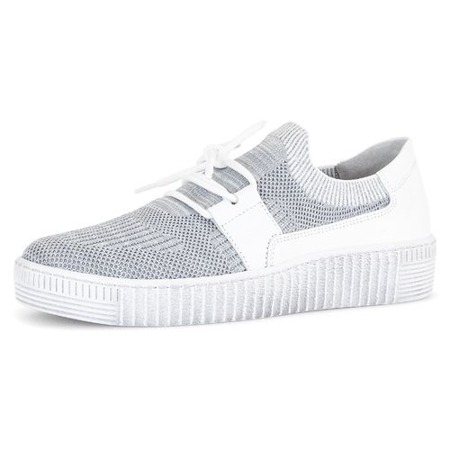 Slip-On Sneaker GABOR, Damen, Gr. 38, grau (grau, weiß), Textil, Kalbsleder, sportlich, Schuhe, Slipper, Schlupfschuh, Plateausneaker mit Best Fitting-Ausstattung