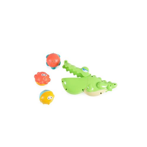 Moni Baby-Badespielzeug Krokodil HE0263, 4-teilig, drei Bälle, Wasserspielzeug grün
