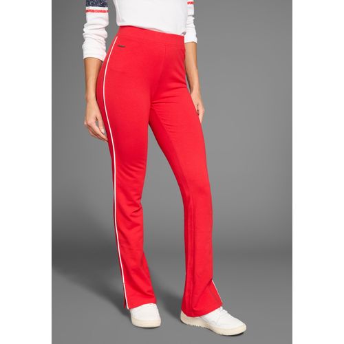 Jazzpants KANGAROOS, Damen, Gr. 34, N-Gr, rot (rot, weiß), Jersey, Obermaterial: 95% Baumwolle, 5% Elasthan, unifarben, unifarben mit Farbeinsatz, casual, bequem lang, Hosen, mit kontrastfarbenem Piping - NEUE KOLLEKTION