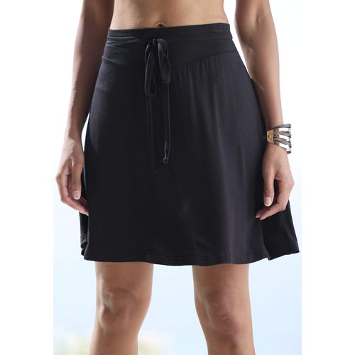 Jerseyrock BEACHTIME, Damen, Gr. 40, schwarz, Jersey, Obermaterial: 95% Viskose, 5% Elasthan, unifarben, casual, figurumspielend kniefrei, Röcke, knielang, Strandrock mit elastischem Smokeinsatz