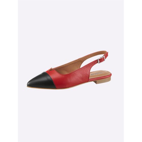 Ballerina HEINE, Damen, Gr. 35, rot (rot, schwarz), Leder, Leder, modisch, Schuhe