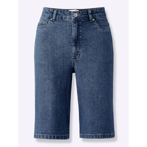 Jeansshorts HEINE, Damen, Gr. 50, Normalgrößen, blau (blau, stone, washed), 99% Baumwolle, 1% Elasthan, unifarben, kurz, Jeans