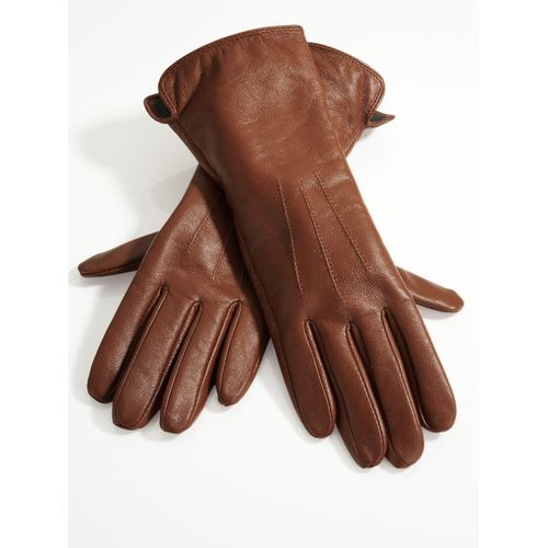 Lederhandschuhe HEINE, Damen, Gr. 7,5, braun (cognac), Handschuhe Handschuh