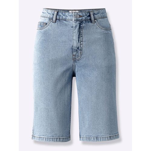 Jeansshorts HEINE, Damen, Gr. 46, Normalgrößen, blau (blau, bleached), 99% Baumwolle, 1% Elasthan, unifarben, kurz, Jeans