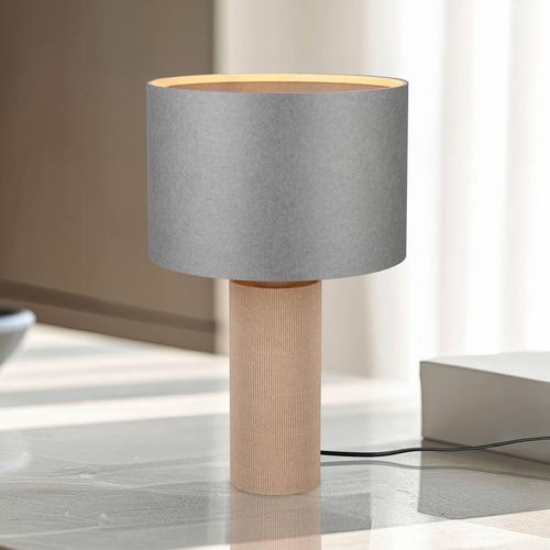 Tischleuchte Canio, Höhe 48 cm, grau/braun, Pappe, 1 x E14