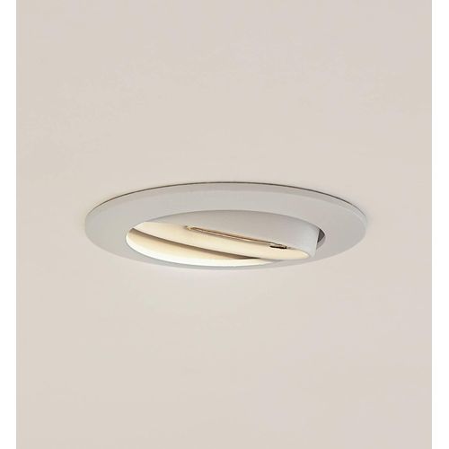 Prios Deckeneinbauleuchte Fibur, weiß, Zink, Ø 8,2 cm