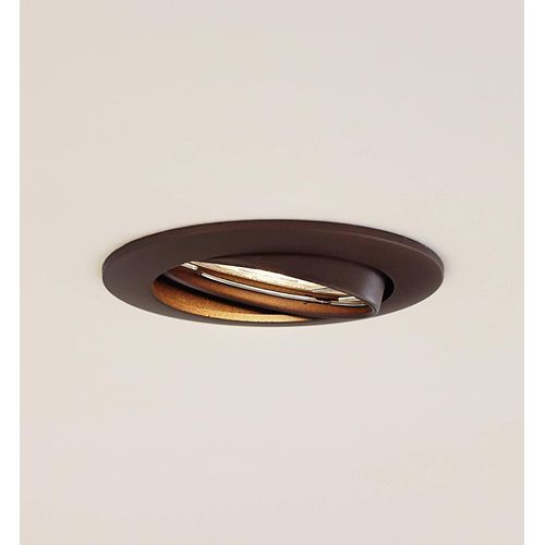 Prios Deckeneinbauleuchte Fibur, bronze, Zink, Ø 8,2 cm