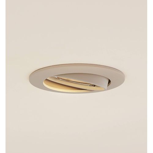 Prios Deckeneinbauleuchte Fibur, beige, Zink, Ø 8,2 cm