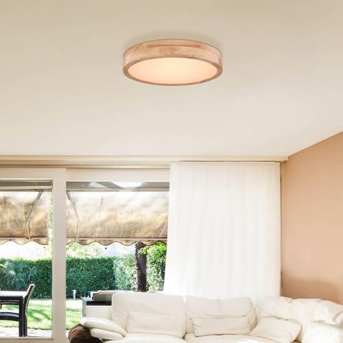 LED-Deckenlampe Rainer, Ø 40 cm, Holzoptik, Metall, CCT