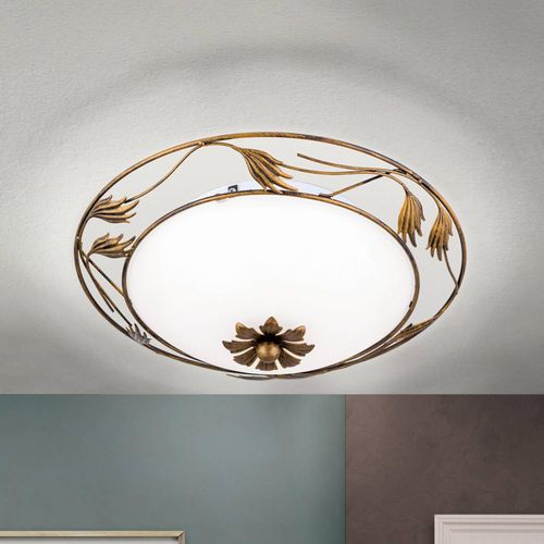 Deckenleuchte Fleur, gold antik, Ø 40cm